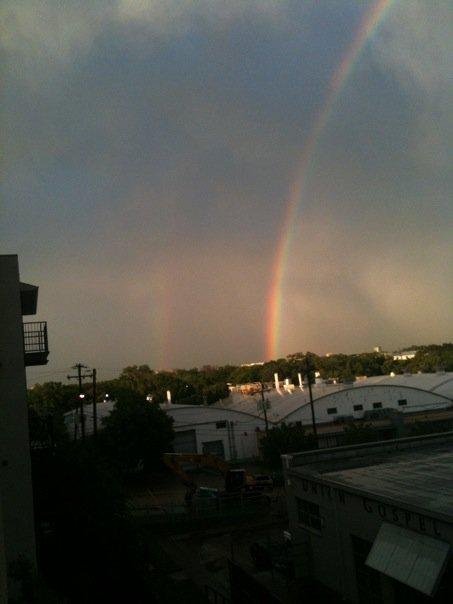 Looking out toward downtown at two full Rainbows... Part2