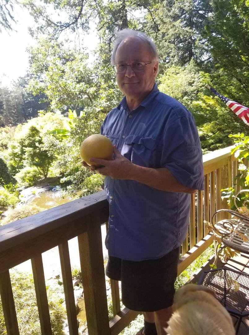The 2nd cantelope of the season. Ripe all the way, no green. I wait all year for the opportunity to grow them.