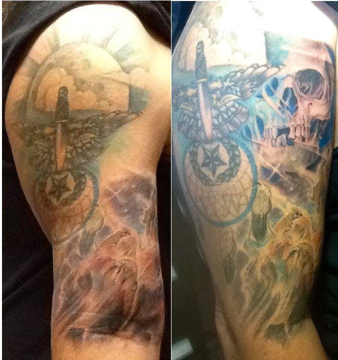 A before and after to show the new Ink for the piece I call Ascension. Thanks for showing the love Zander AZ Arizona. More to come from this phenomenal artist