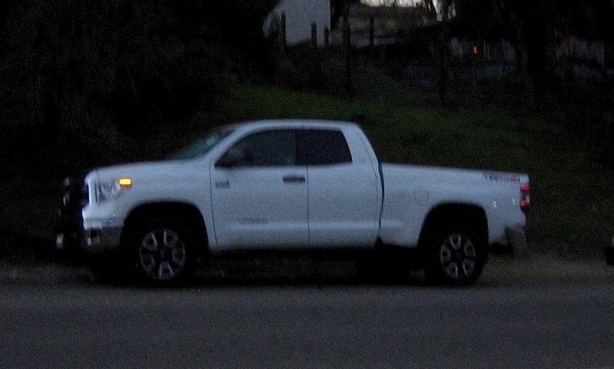 Why friends don’t let friends buy Dodge pickups. Its bed and rear frame are bent downwards (i.e., totaled). Either rear-ended or someone tried to put a bag of groceries in it. Parked on Vine Street in Paso Robles and I cou