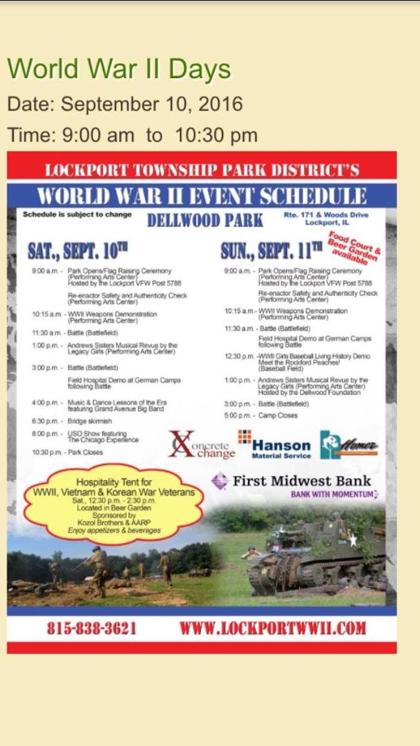With my Grandson Logan at the World War 2 war reenactment @ Dellwood Park in Lockport Il. This is our 3rd visit.