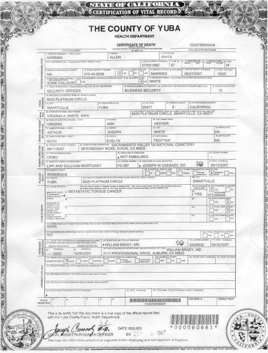 Norman's Death Certificate.