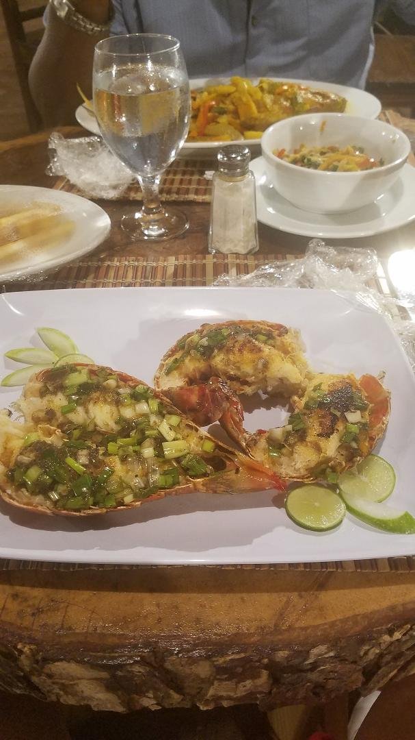 My last dinner in Jamaica. Jerk lobster from the grill. Yess it's delish.