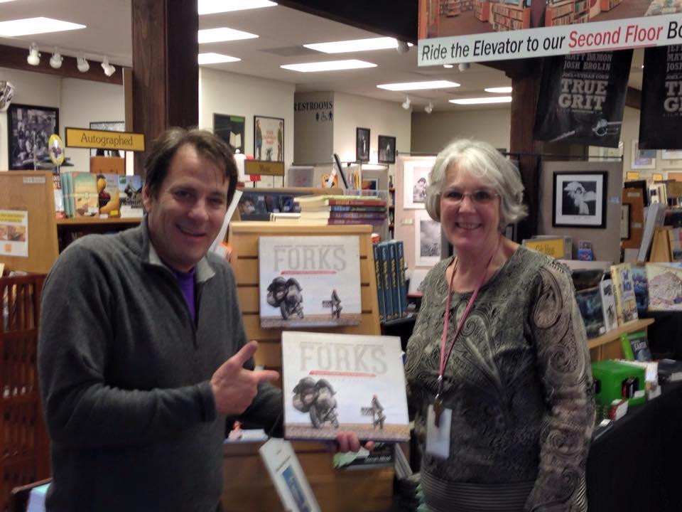"Forks, A Quest for Culture, Cuisine And Connection" is now available at Gold Beach Books where they also offer great coffee Rachel's Coffee House