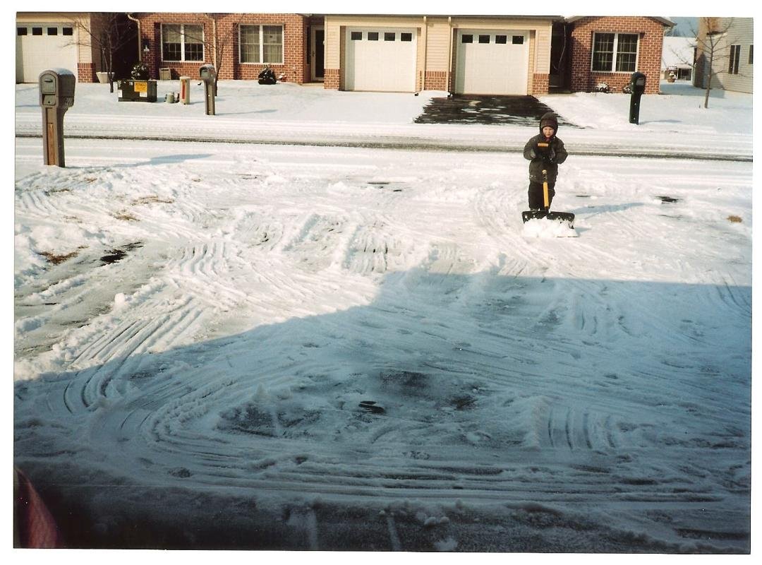 Jacob's first snow shoveling job at the age of 3 or 4. This was my driveway in Chambersburg. Loved the patterns that he made in the snow. Got the job done though!!