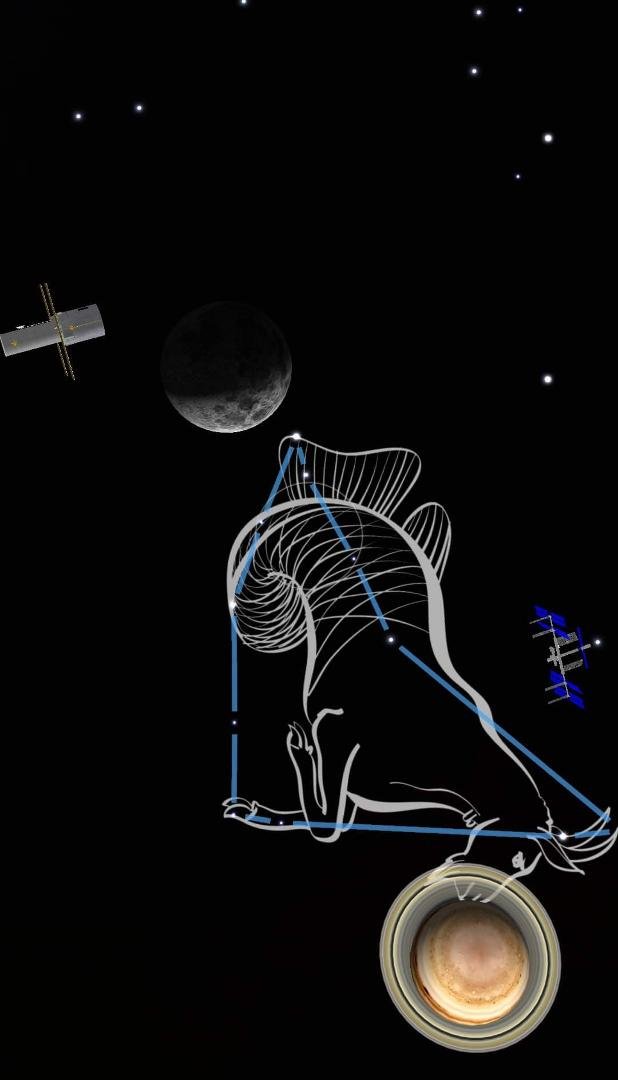 Copied from Danny Howle
From my SkyView app :
Jupiter & Saturn are already aligned. Mars is just above this photo and heading toward J & S.
Note that tonight the Hubble Telescope 🔭 and the International Space Station (I