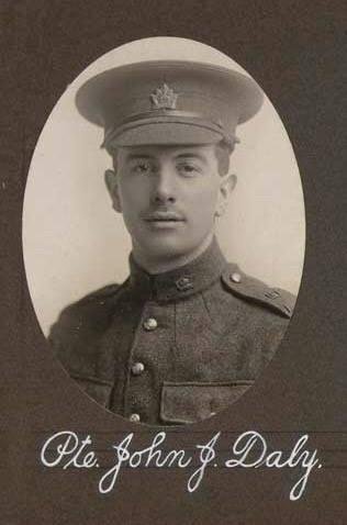 My Grandfather John James "Jack" Daly 1891 - 1967. Served overseas with the Canadian Expeditionary Forces in WWI from 1916 - 1919. He was severely wounded while fighting in the trenches in France, spending two years in a ho