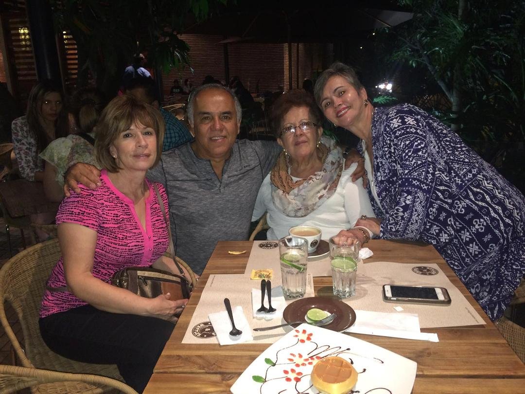 Enjoying a night out for dinner with mom at Crepes & Waffles. Medellin Colombia