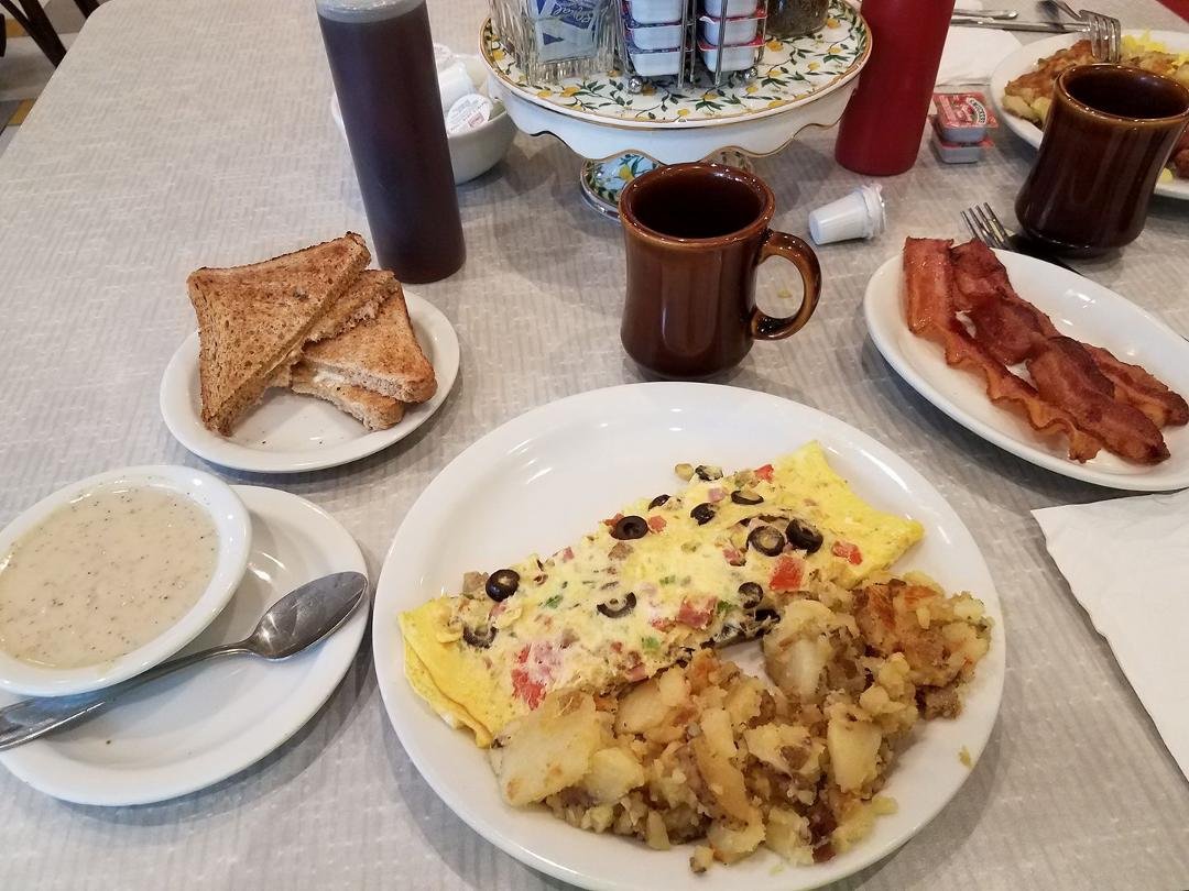 Here's my Kitchen Sink Omelet from our Townhouse Restaurant. Caint beet it.