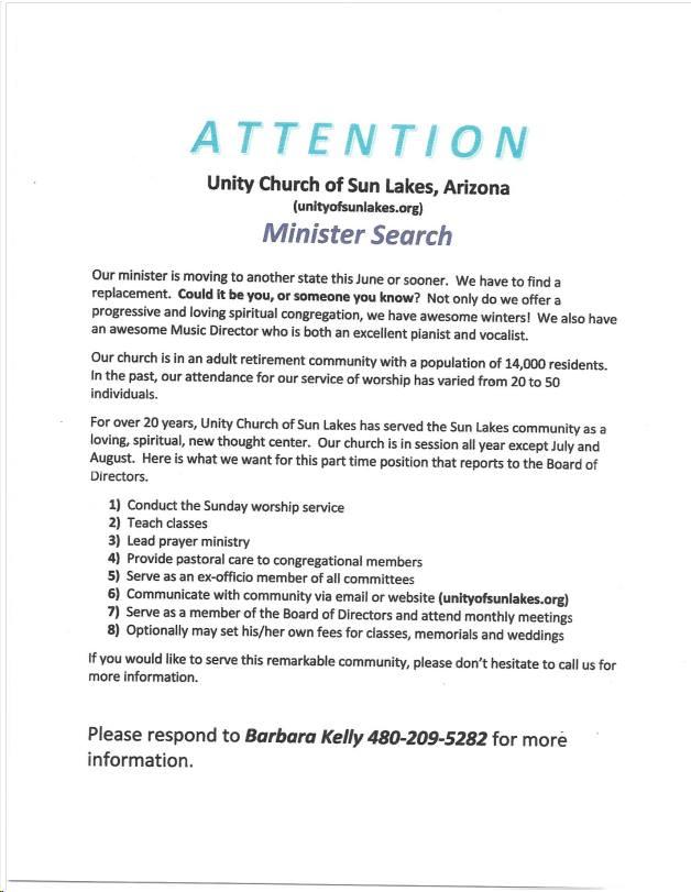Our Church is looking for a new Minister. Anyone know of anybody?