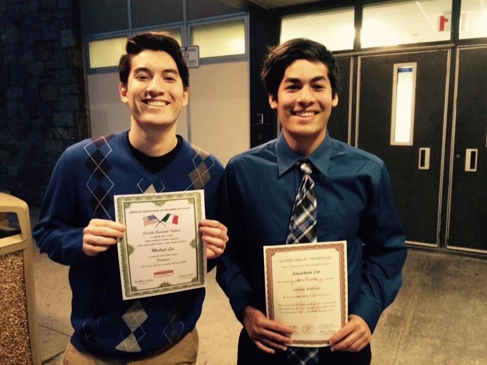 Mike and Johnny Being Inducted Into the Italian and Spanish Honor Society at School last night. Very Proud of Both of Them !!!