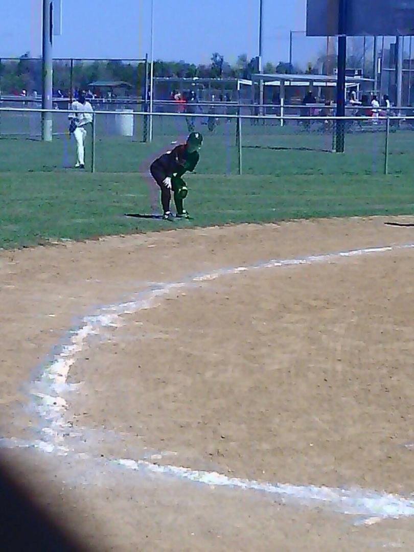 Opening day y'all! That's my Josiah out there! With Julie Ann Davis