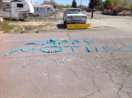 My grandson Aubrey's way to wish me a happy Mother's Day. Awe