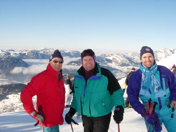 Gerard Leydet, Ted and Yannick Leydet at la Clusaz ski resort in the French Alps