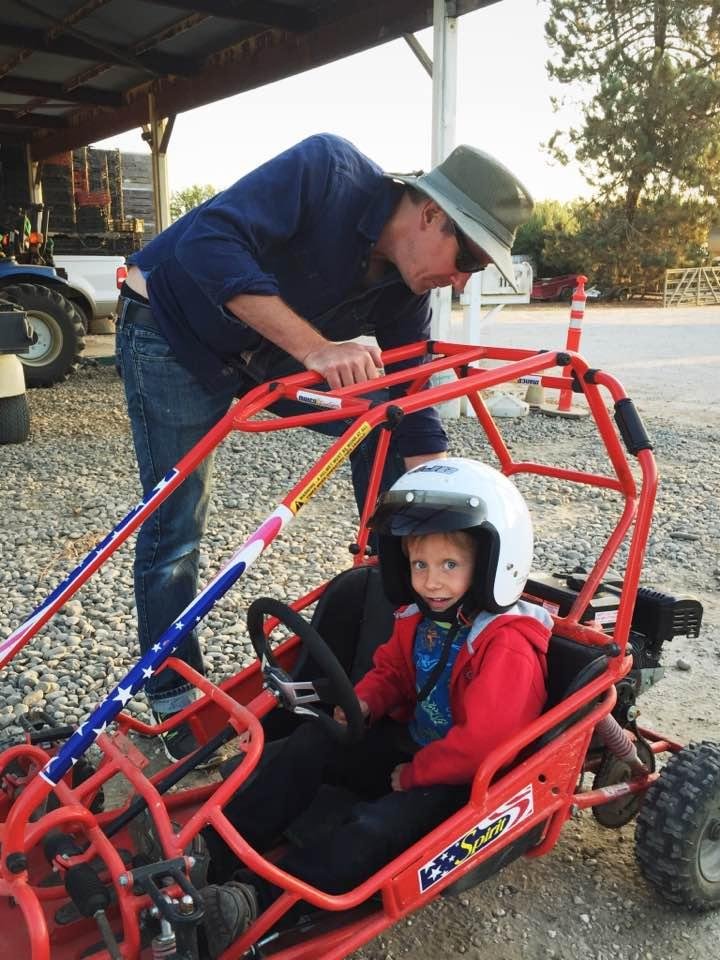 Arlo is very comfortable in his de-tuned dune buggy. His great grandfather Moore tried to set the coast to coast speed record in a P51 Mustang in the late 40's, but was detoured by towering thunder storms before the finis