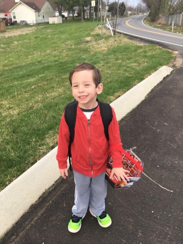 Excited to go to school today for his Easter egg hunt😊
