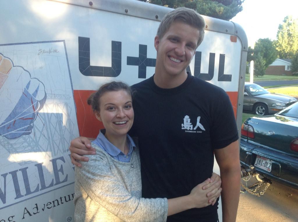 Molly & Max arriving in Minneapolis at Molly's new apartment; that Max, what a great helper (it's what little brothers were born to do).