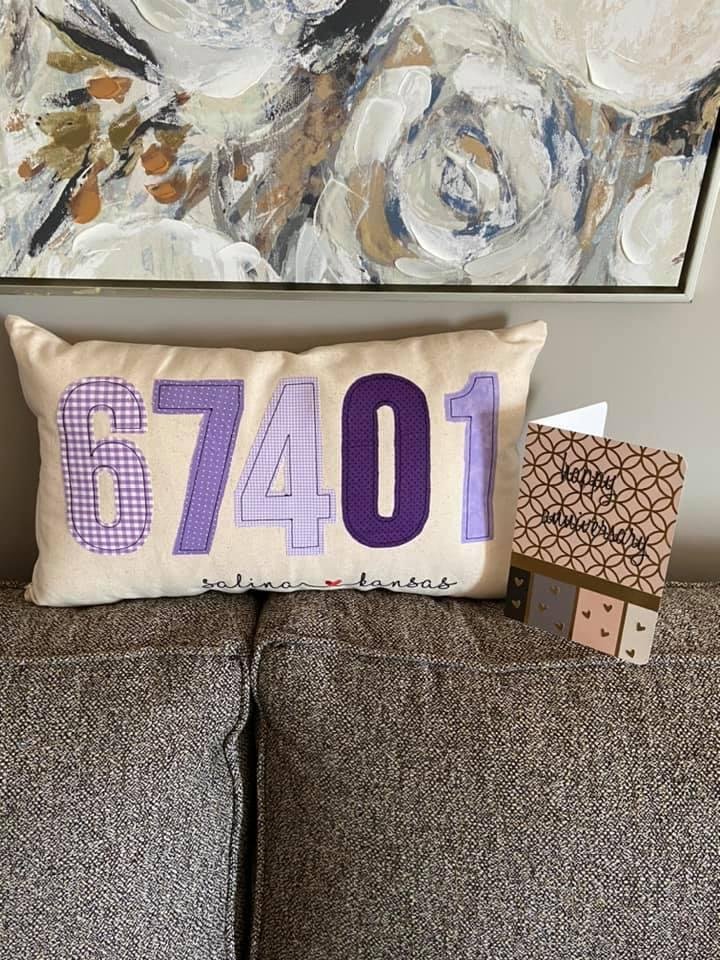 Just received this beautiful pillow from my sister for our 40th anniversary. Thank you Joni!