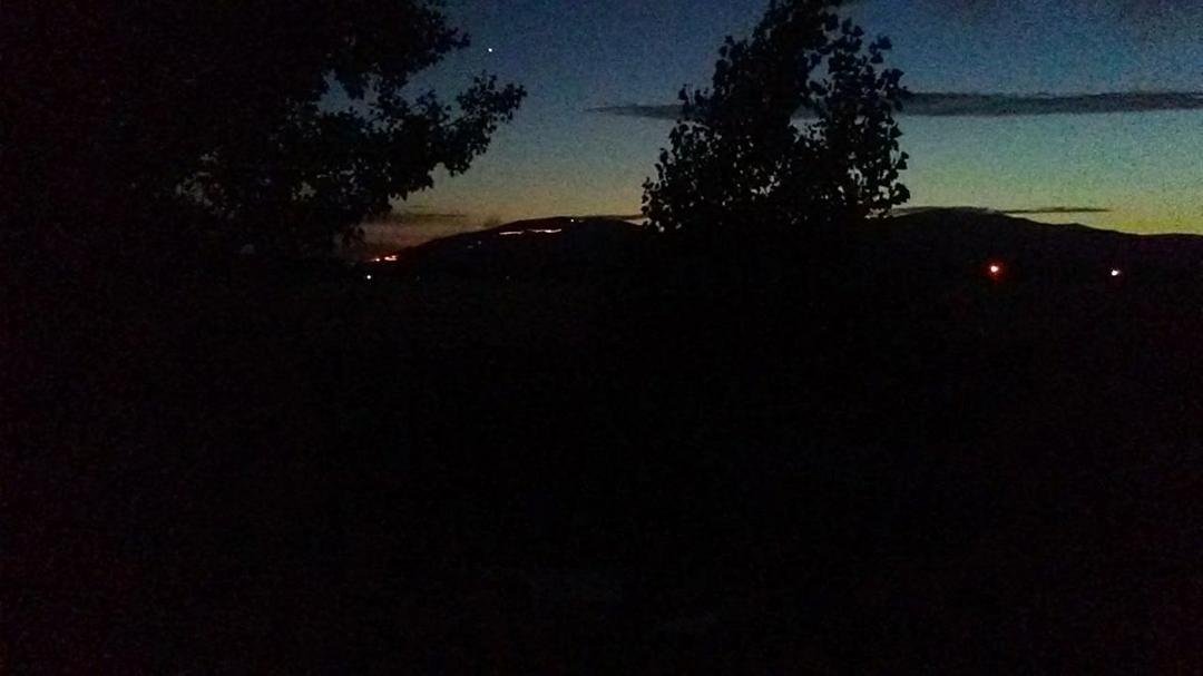 indianhead Mt on fire , lightening is bad tonight