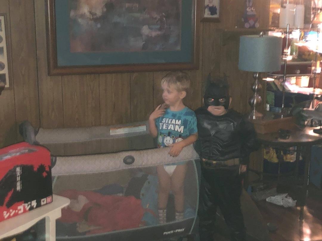 Mikey and superhero Gade