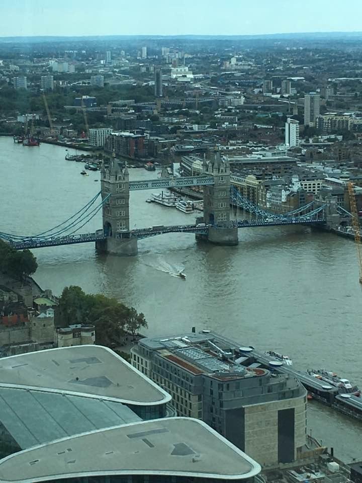 The Tower Bridge as seen from the London Sky Garden.