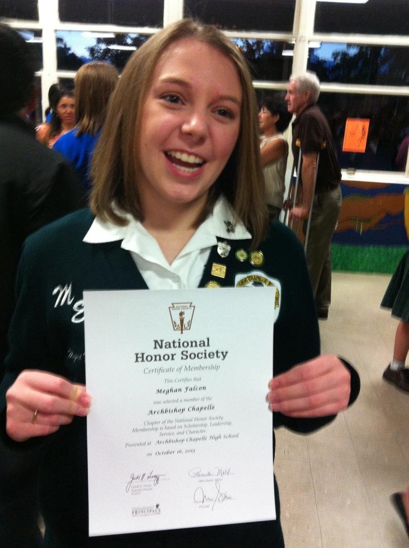 Meghan got inducted into the National Honor Society and Art Honor Society last night