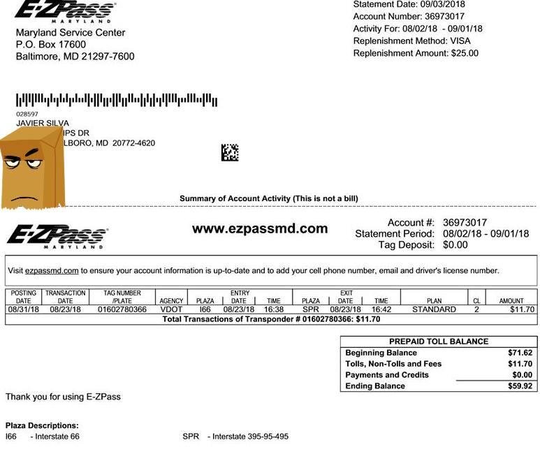 For those who complain about the MOPAC Express lane. This statement is for a FOUR-MINUTE drive on a toll road in the DMV area. $11.70 - GTFO!