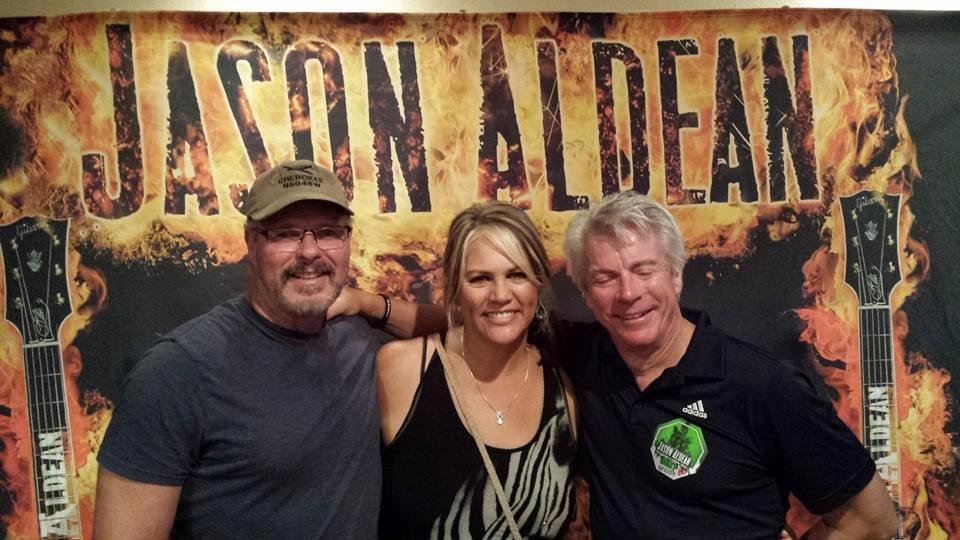 Patti,  Brian and I in the Jason Aldean meeting room before the concert. Thanks for the Fireball Jason!