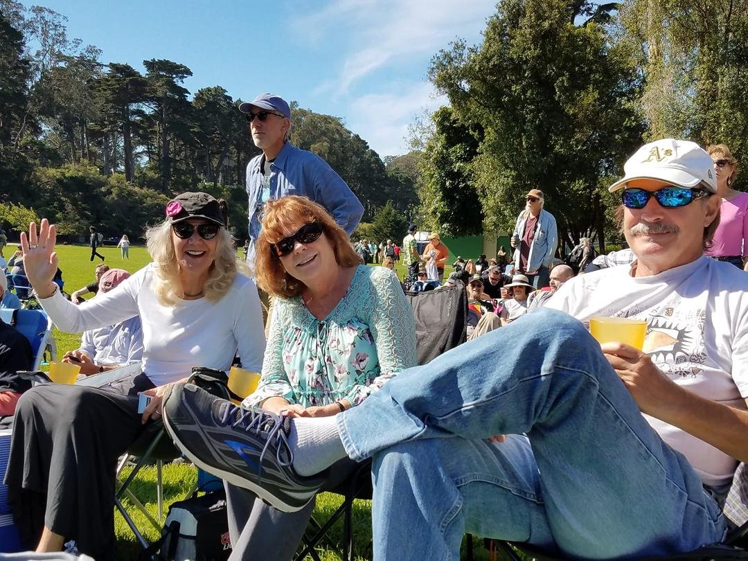 Enjoying David Bromberg at the Hardly Strictly Bluegrass Festival day 1 with Bob a d Jackye!