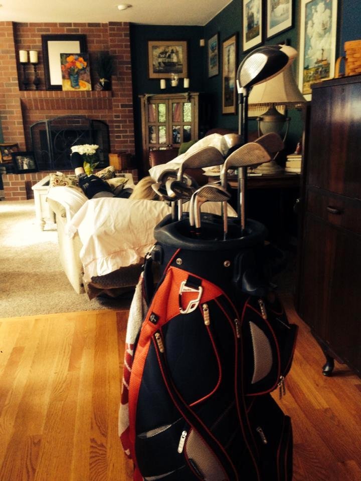 Ummm, she is sleeping.... And my golf clubs are right here. I bet she wouldn't even notice if I went and played nine holes. Any input from anyone?