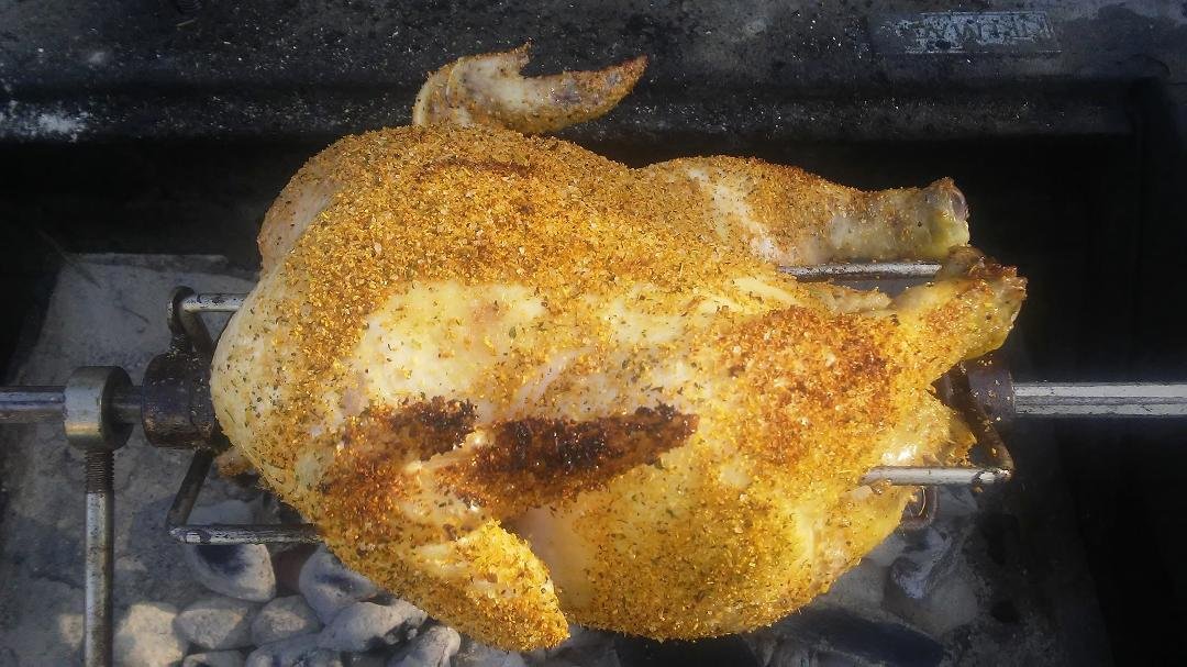 Rotisserie chicken with a Moscow Mule and BBQ'D corn on the cob for dinner.