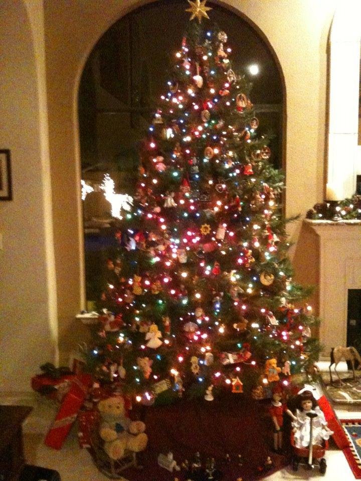 Okay, Sister, here are photos of our two Christmas trees. The living room tree has European glass ornaments