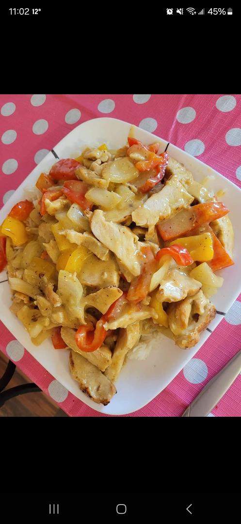 Grilled stir fry chicken on rice