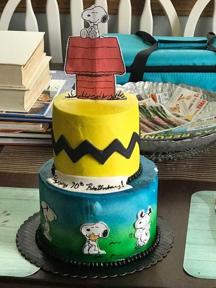This was my cute, adorable 70TH Birthday cake surprise today! In case anyone doesn’t know, IM A REALLY BIG SNOOPY FIEND AND THE REST OF THE PEANUTS GANG ALSO!