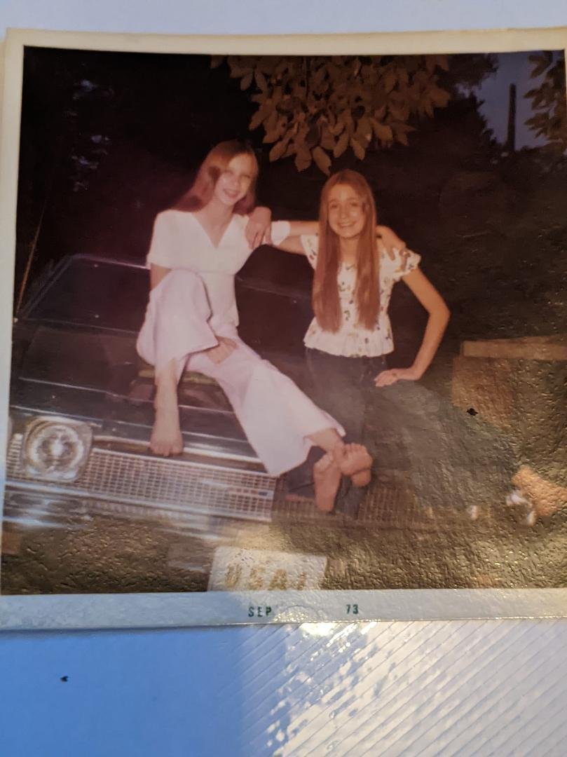 Billie Runyon and me on my 16th sitting on my old Chevelle. Rhonda Land, where were you?