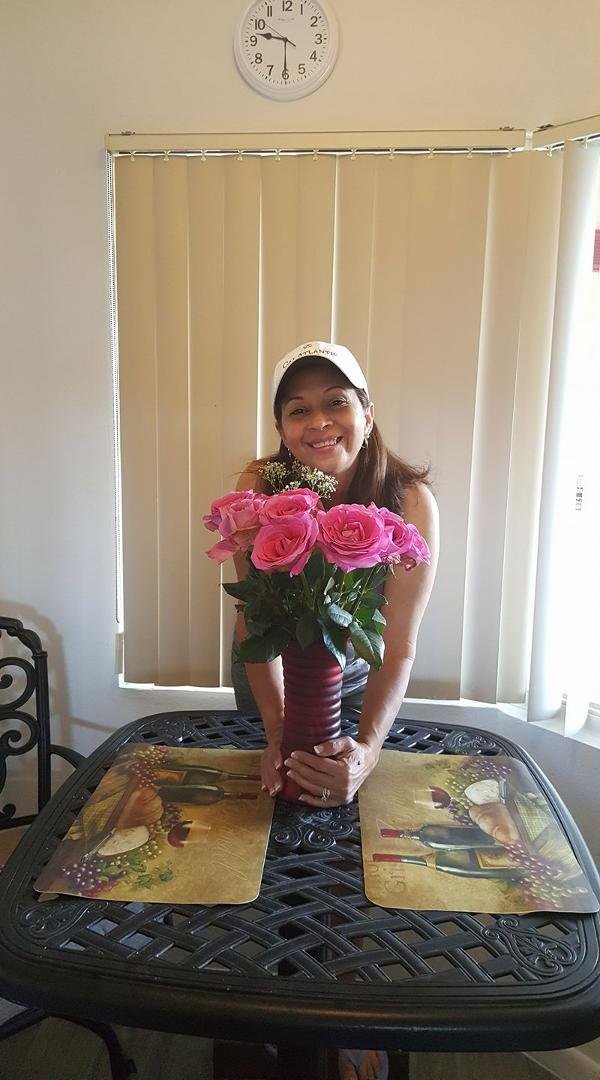 My baby still enjoying her Mother's Day flowers.