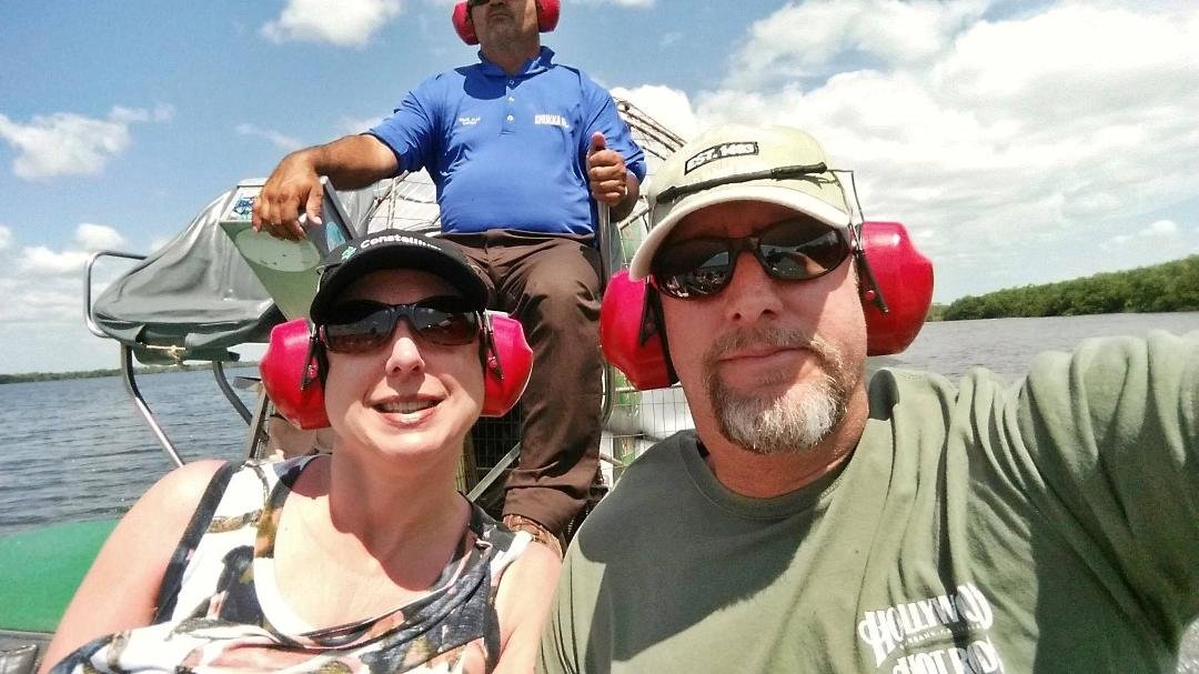 Taking a Airboat ride thru the swamps in Belize