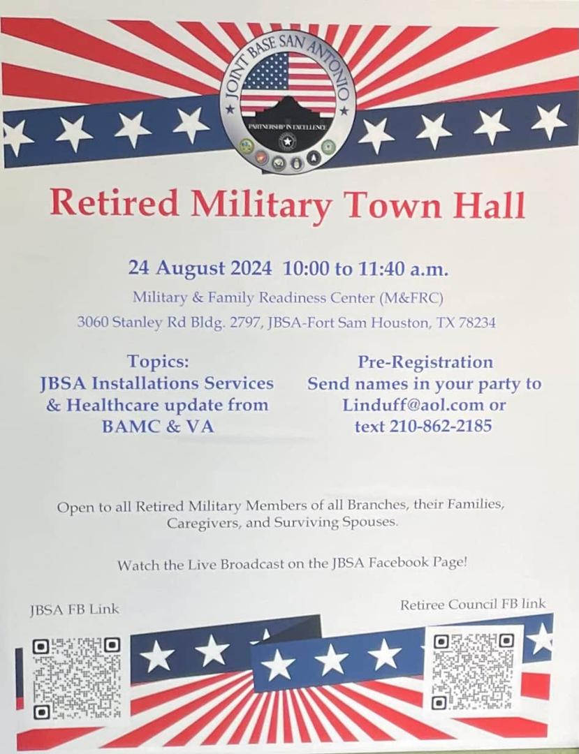 If you are retired Military and want an answer to your question. This is also open to spouses and surviving spouses. Have some coffee and see what is going on. Send me a text and I’ll save you a place!