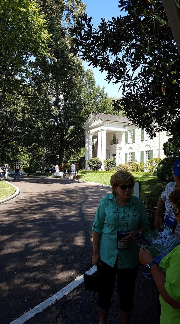 Louise, Nolan and Susie at Graceland. 2nd. day of our adventures.