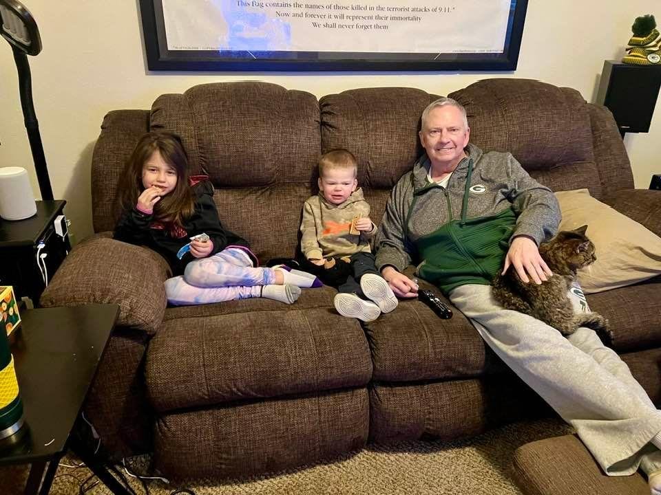 It's a great morning in the Smith house because of the visit by Hay and Hunter. Mom and Dad had work schedules that conflicted with their normal morning activities. That's okay with Joanie and me. Hunter wasn't frownin
