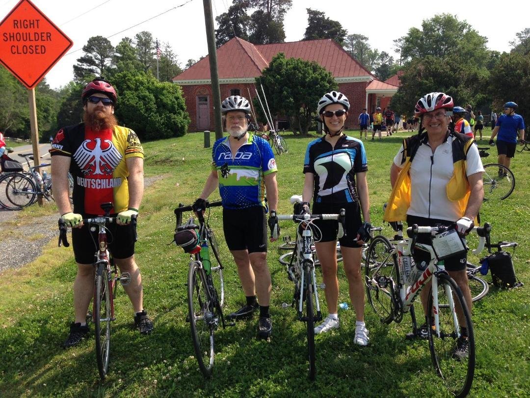 The 100 mile bike team.