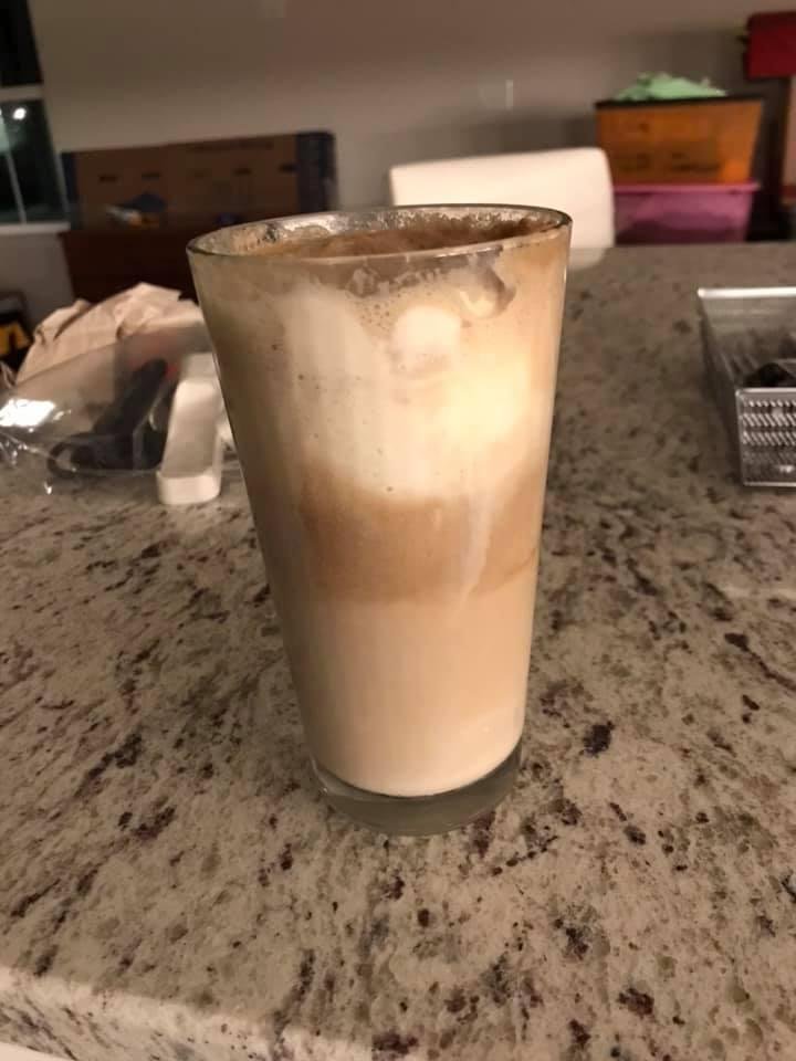 No ice? Bourbon and Coke Frosty Float 👍🏻
