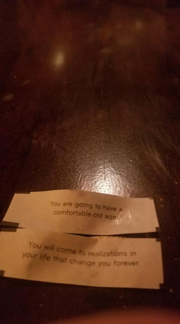 Having dinner with the hubby and great fortunes