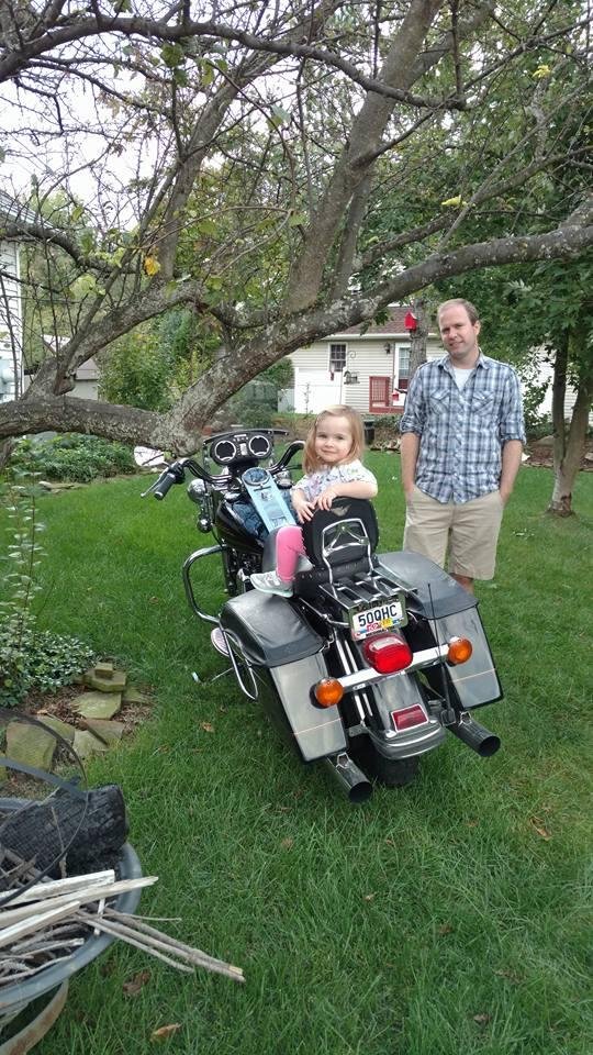 Ezra wanted to get on Kermit's Harley😎🏍