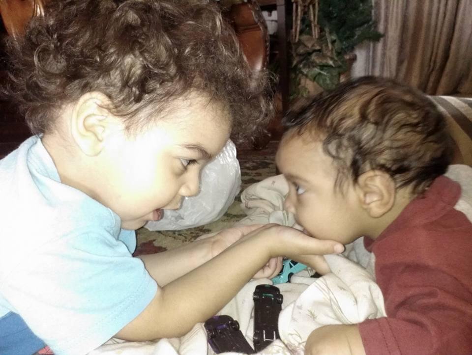 My two grandsons Ellis and Corbin brotherly love.