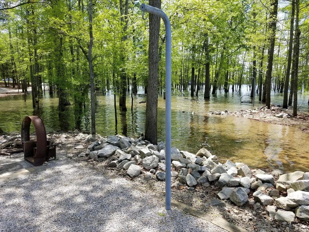 Kerr lake From our picnic table. water is even over the road but at least it's sunny