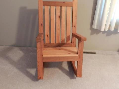 We are taking orders for rocking chairs. Solid red cedar. Made for indoor/outdoor use. $100.