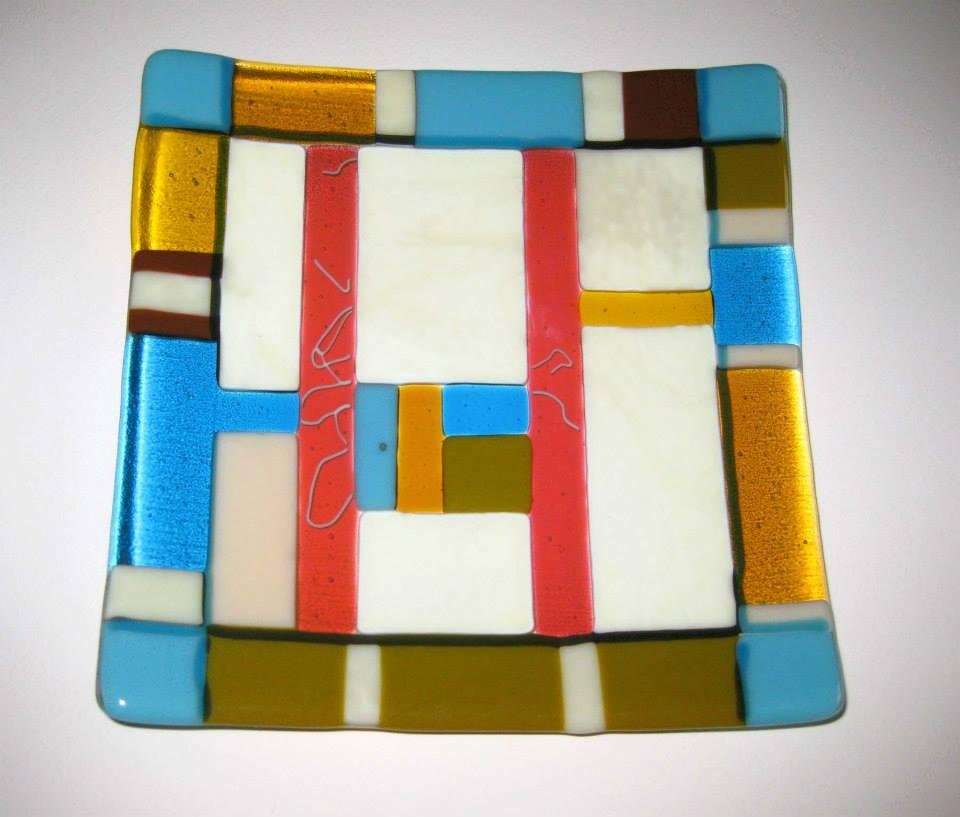 I started including some squares and rectangles of transparent glass.