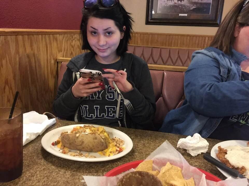 Lunch with my grand d., Rachel and my daughter, Becky.