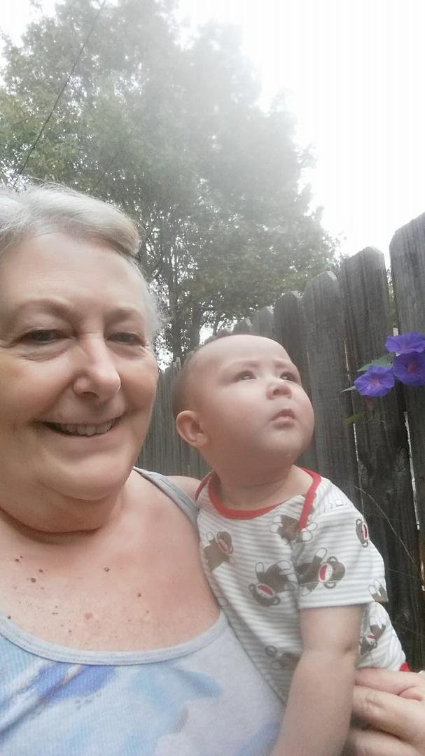 Kai and I looking at the morning glories. I love this job!